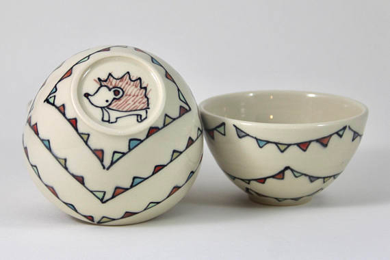 kids bowls , handmade, kids gifts, hedgehog bowls 