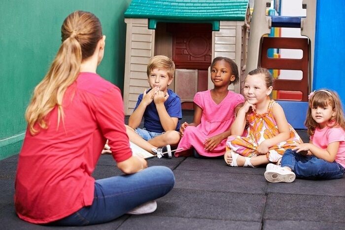 nanny with children