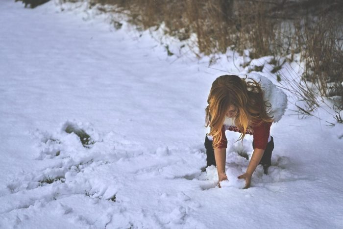 snow, winter, white, girl, kid, child, play, snowball, snowball fight, outdoors, outside, yard, cold 